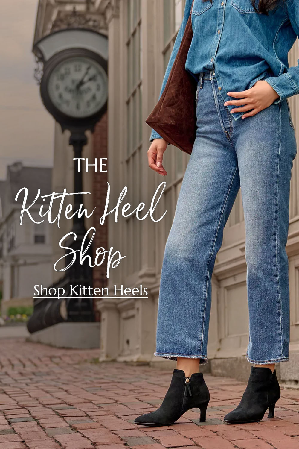The Kitten Heel Shop. Shop Kitten Heels. Featured style: Sasha heeled ankle boot in black suede.